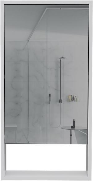 Modesto, Medicine Cabinet, With An Open Shelf, and A Mirrored cabinet with two interior shelves - White
