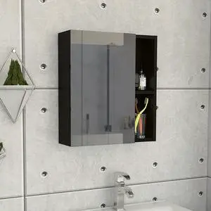 Lincoln, Mirrored Medicine Cabinet, With 5 interior shleves - Black Wengue