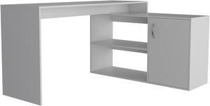 Dallas L-Shaped Home Office Desk, Two Shelves, Single Door Cabinet