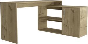 Dallas L-Shaped Home Office Desk, Two Shelves, Single Door Cabinet