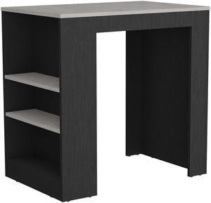 Harlan Kitchen Island, Counter Height Table Top with 3-Side Shelf