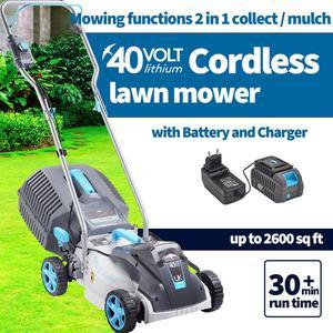 15-Inch Brushless Cordless Lawn Mower, 40-Volt Lightweight Battery LawnMower, Foldable Handles 5 Adjustable Heights Rotary Mower with Battery and Charger