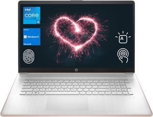 HP Essential 17t Laptop, 17.3" HD+ Touchscreen, Intel Core i5-1335U, 16GB RAM, 512GB SSD, Webcam, FP Reader, Backlit KB, HDMI, Wi-Fi 6, Windows 11 Home, Pale Rose Gold
