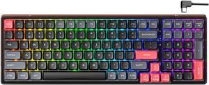 Machenike K600 96% Mechanical Gaming Wired Keyboard, Full Size 100 Keys Hot Swappable Tactile Brown Switch with Number Pad, Dynamic RGB Backlit, Anti-Ghosting, Double-Shot Keycaps, Black