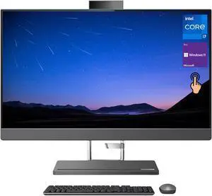 Lenovo IdeaCentre 5 AIO Desktop, 27" QHD 100Hz Touchscreen, Intel Core i7 12700H, 64GB DDR5 RAM, 4TB PCIe SSD, Wi-Fi 6, IR Camera, Windows 11 Pro, HDMI, Ethernet, Wireless KB & Mouse, Black