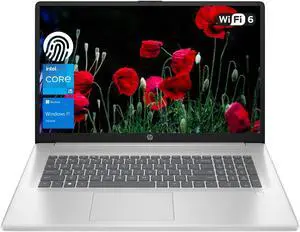 HP Newest 17.3" FHD Laptop, Intel Core i5-1334U, Intel Iris Xe Graphics, 16GB RAM, 2TB PCIe SSD, Fingerprint Reader, Backlit KB, Webcam, Wi-Fi 6, HDMI, Windows 11 Home, Silver
