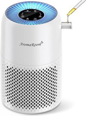 AromaRoom Air Purifiers for Bedroom, H13 HEPA Air Purifier for Home with Fragrance Sponge, Portable Air Cleaner for Smoke, Allergies, Pet Hair Dander, Odor, Dust, RGB Night Light, AP100-A (White)