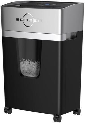 BONSEN 12-Sheet Shredder, P-5 Security, 55dB Quiet Operation, 40-Min Continuous Shred, Handles Credit Cards & Staples, 5.3-Gallon Bin for Home & Office