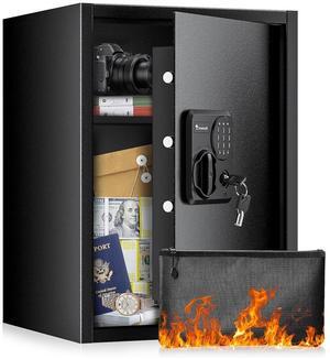 Bonsaii Safe Box with Key Lock, Steel Security Lock Box, 0.23 Cubic Feet, 9.06" W x 6.69" D x 6.69" H, Small Hidden Safe for Cash Jewelry