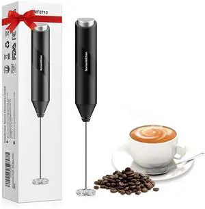 Bonsenkitchen Handheld Milk Frother, Electric Foam Maker with Stainless Steel Whisk, Battery - Operated Drink Mixer for Coffee, Lattes, Cappuccino, Matcha