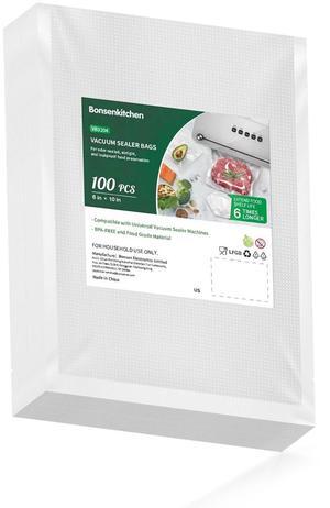 Bonsenkitchen Vacuum Sealer Bags, 11"x20' Rolls 2-Pack: BPA-Free, Heavy-Duty Commercial-Grade Rolls for Customizable Food Storage & Sous Vide Use