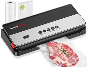 Bonsenkitchen Vacuum Sealer Machine, Multi Functional Food Sealer with Built in Cutter & Bag Storage, Globefish Tech, Includes Vacuum Bags & Roll Bag