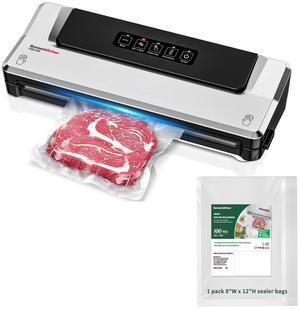 Bonsenkitchen Vacuum Sealer Machine, Fast Compact Food Sealer, Multi Functional with 5 Vacuum Bags & Hose, High Speed, Silver, Bundle with 1 pack 8"W x 12"H sealer bags