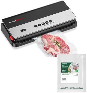 Bonsenkitchen Vacuum Sealer Machine, Multi Functional Food Sealer with Built in Cutter & Bag Storage, Globefish Tech, Includes Vacuum Bags & Roll Bag, Bundle with 1 pack 6W x 10H sealer bags