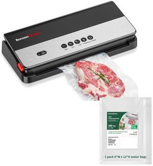 Bonsenkitchen Vacuum Sealer Machine, Multi Functional Food Sealer with Built in Cutter & Bag Storage, Globefish Tech, Includes Vacuum Bags & Roll Bag, Bundle with 1 pack 8"W x 12"H sealer bags