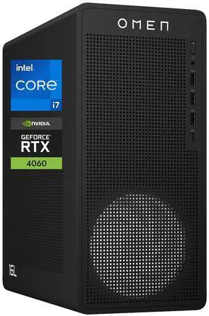 HP OMEN 16L i7 Premium Gaming Tower Desktop, Intel Core i7-14700F, NVIDIA GeForce RTX 4060, 16GB DDR5 RAM, 1TB SSD, DP, RJ-45, Wi-Fi 6, Windows 11 Pro, Black