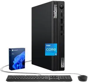 Lenovo ThinkCentre M70q Tiny Business Desktop, Intel Core i5-14400T, 16GB DDR5, 512GB SSD, HDMI, DP, Wi-Fi 6E, Support 3-Monitor 4K, Wired KB & Mouse, Windows 11 Pro, Black