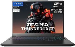 Thunderobot Zero 16 Pro 5070 Ti Gaming Laptop, 16" QHD+ 360Hz Hummingbird Display, Core Ultra 9 275HX, GeForce RTX 5070 Ti, 32GB DDR5, 1TB SSD, Per-Key RGB, FHD IR Camera, Wi-Fi 6E, Win 11 Home