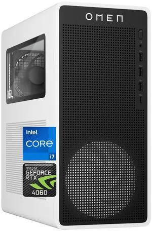 HP OMEN 16L i7 RTX 4060 Gaming Desktop, Intel i7-14700F, NVIDIA RTX 4060, 64GB DDR5 RAM, 2TB SSD, DP, RJ-45,Windows 11 Home, White