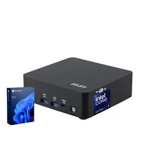 MSI Cubi NUC AI Business Mini Desktop, Intel Core Ultra 7 155H, 16GB DDR5, 512GB SSD, 2 x HDMI, Dual 2.5G LAN, Wi-Fi 6E, Windows 11 Pro, Black