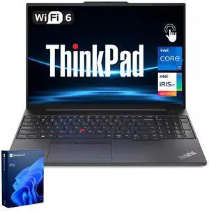 Lenovo ThinkPad E16 Gen 1 Business Laptop, 16" FHD+ Touchscreen, Intel Core i7-1355U, 16GB RAM, 512GB SSD, Wi-Fi 6, Windows 11 Pro, Black