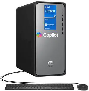 HP OmniDesk Premium Business Desktop, Intel Core i7-14700, 16GB DDR5, 1TB SSD, Wired KB & M, Wi-Fi 6, W11H, Copilot Ready, AI-Enhanced Performance, Black