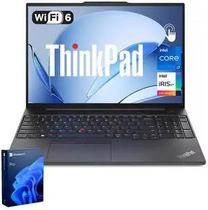 Lenovo ThinkPad E16 Gen 1 Business Laptop, 16" FHD+ Touchscreen, Intel Core i7-1355U, 16GB RAM, 512GB SSD, Wi-Fi 6, Windows 11 Pro, Black