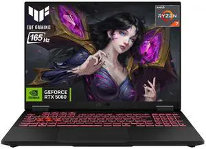 ASUS TUF A16 RTX 5060 Gaming Laptop, 16" FHD+ 165Hz Display, AMD Ryzen 7 260, NVIDIA RTX 5060, 64GB DDR5 RAM, 4TB SSD, RGB Backlit KB, RJ-45, Wi-Fi 6, Windows 11 Home, Grey ASUS TUF A16 RTX 5060 Gaming Laptop, 16" FHD+ 165Hz Display, AMD Ryzen 7 260, NVIDIA RTX 5060, 64GB DDR5 RAM, 4TB SSD, RGB Backlit KB, RJ-45, Wi-Fi 6, Windows 11 Home, Grey