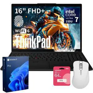 Lenovo ThinkPad L16 Premium Business Laptop, 16" FHD+, Intel Core Ultra 7 255U, 32GB DDR5, 1TB SSD, Fingerprint, Backlit, Wi-Fi 6E, Long Battery Life, Windows 11 Pro, AI-Ready PC, w/Bundle Set Lenovo ThinkPad L16 Premium Business Laptop, 16" FHD+, Intel Core Ultra 7 255U, 32GB DDR5, 1TB SSD, Fingerprint, Backlit, Wi-Fi 6E, Long Battery Life, Windows 11 Pro, AI-Ready PC, w/Bundle Set