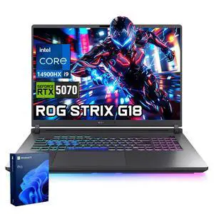 ASUS ROG Strix G18 Gaming Laptop, 18" FHD+ IPS Display, Intel Core i9-14900HX, GeForce RTX 5070, 32GB DDR5, 1TB SSD, 4-Zone RGB Backlit, HDMI, Wi-Fi 7, Windows 11 Pro ASUS ROG Strix G18 Gaming Laptop, 18" FHD+ IPS Display, Intel Core i9-14900HX, GeForce RTX 5070, 32GB DDR5, 1TB SSD, 4-Zone RGB Backlit, HDMI, Wi-Fi 7, Windows 11 Pro