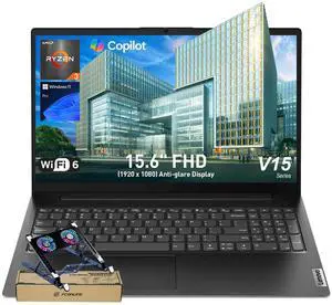 Lenovo V-Series V15 Gen 4 Business Laptop, 15.6" FHD Display, AMD Ryzen 3 7320U, 16GB RAM, 256GB PCIe M.2 SSD, Wi-Fi 6, Windows 11 Pro, Black, w/Bundle Lenovo V-Series V15 Gen 4 Business Laptop, 15.6" FHD Display, AMD Ryzen 3 7320U, 16GB RAM, 256GB PCIe M.2 SSD, Wi-Fi 6, Windows 11 Pro, Black, w/Bundle