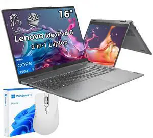 Lenovo IdeaPad 5 Premium 2-in-1 Laptop, 16" FHD+ Touchscreen, Intel Core 5 120U, 16GB RAM, 512GB PCIe M.2 SSD, Wi-Fi 6, Windows 11 Home, Grey, w/Bundle Lenovo IdeaPad 5 Premium 2-in-1 Laptop, 16" FHD+ Touchscreen, Intel Core 5 120U, 16GB RAM, 512GB PCIe M.2 SSD, Wi-Fi 6, Windows 11 Home, Grey, w/Bundle