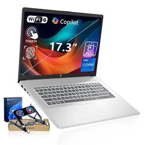 HP 17t Premium Business Laptop, 17.3" HD+ Touchscreen, Intel Core i7-1355U, 16GB RAM, 512GB PCIe M.2 SSD, Wi-Fi 6, Windows 11 Pro, Silver, w/Bundle HP 17t Premium Business Laptop, 17.3" HD+ Touchscreen, Intel Core i7-1355U, 16GB RAM, 512GB PCIe M.2 SSD, Wi-Fi 6, Windows 11 Pro, Silver, w/Bundle