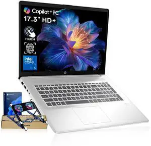 HP 17t Premium Business Laptop, 17.3" HD+ Touchscreen, Intel Core 5 120U, 16GB RAM, 512GB SSD, Wi-Fi 6, Windows 11 Pro, Silver, w/Bundle HP 17t Premium Business Laptop, 17.3" HD+ Touchscreen, Intel Core 5 120U, 16GB RAM, 512GB SSD, Wi-Fi 6, Windows 11 Pro, Silver, w/Bundle