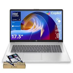 HP 17t Premium Laptop, 17.3" HD+ Touchscreen, Intel Core Ultra 5 225U, 16GB DDR5 RAM, 512GB SSD, Fingerprint Reader, Webcam, Wi-Fi 6, Windows 11 Home, Silver, w/Bundle HP 17t Premium Laptop, 17.3" HD+ Touchscreen, Intel Core Ultra 5 225U, 16GB DDR5 RAM, 512GB SSD, Fingerprint Reader, Webcam, Wi-Fi 6, Windows 11 Home, Silver, w/Bundle