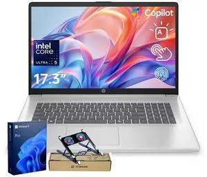 HP 17t Premium Business Laptop, 17.3" HD+ Touchscreen, Intel Core Ultra 5 225U, 16GB DDR5 RAM, 512GB SSD, Fingerprint Reader, Webcam, Wi-Fi 6, Windows 11 Pro, Silver, w/Bundle HP 17t Premium Business Laptop, 17.3" HD+ Touchscreen, Intel Core Ultra 5 225U, 16GB DDR5 RAM, 512GB SSD, Fingerprint Reader, Webcam, Wi-Fi 6, Windows 11 Pro, Silver, w/Bundle