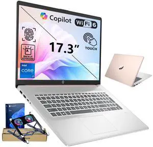 HP 17.3" Touchscreen HD+ Business Laptop, Intel Core i7-1355U, 16GB RAM, 512GB SSD, Fingerprint Reader, Backlit Keyboard, Wi-Fi 6, Windows 11 Pro, Rose, w/PCO Bundle HP 17.3" Touchscreen HD+ Business Laptop, Intel Core i7-1355U, 16GB RAM, 512GB SSD, Fingerprint Reader, Backlit Keyboard, Wi-Fi 6, Windows 11 Pro, Rose, w/PCO Bundle