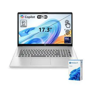 HP Business Copilot AI Laptop, 17.3" HD+ Touchscreen, Intel Core Ultra 7 255U 16GB DDR5 RAM, 512GB SSD, Backlit Keyboard, FP Reader, Wi-Fi 6, Windows 11 Home, Silver HP Business Copilot AI Laptop, 17.3" HD+ Touchscreen, Intel Core Ultra 7 255U 16GB DDR5 RAM, 512GB SSD, Backlit Keyboard, FP Reader, Wi-Fi 6, Windows 11 Home, Silver