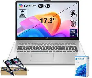 HP Business Copilot AI Laptop, 17.3" HD+ Touchscreen, Intel Core Ultra 7 255U 16GB DDR5 RAM, 512GB SSD, Backlit Keyboard, FP Reader, Wi-Fi 6, Windows 11 Home, Silver, w/Bundle HP Business Copilot AI Laptop, 17.3" HD+ Touchscreen, Intel Core Ultra 7 255U 16GB DDR5 RAM, 512GB SSD, Backlit Keyboard, FP Reader, Wi-Fi 6, Windows 11 Home, Silver, w/Bundle