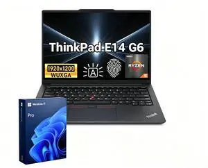 Lenovo ThinkPad E14 Gen 6 Business Laptop, 14" FHD+, AMD Ryzen 5 7535U, 16GB DDR5 RAM, 256GB SSD, Wi-Fi 6, Windows 11 Pro, Backlit Keypad, Black Lenovo ThinkPad E14 Gen 6 Business Laptop, 14" FHD+, AMD Ryzen 5 7535U, 16GB DDR5 RAM, 256GB SSD, Wi-Fi 6, Windows 11 Pro, Backlit Keypad, Black