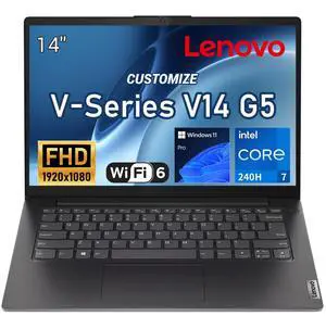 Lenovo V-Series V14 Gen 5 Business Laptop, 14" FHD, Intel Core 7 240H, 8GB DDR5 RAM, 512GB SSD, Wi-Fi 6, Windows 11 Pro, Black Lenovo V-Series V14 Gen 5 Business Laptop, 14" FHD, Intel Core 7 240H, 8GB DDR5 RAM, 512GB SSD, Wi-Fi 6, Windows 11 Pro, Black