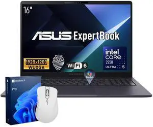 ASUS ExpertBook Business Laptop, 16" FHD+, Intel Core Ultra 5 225H, 16GB DDR5 RAM, 512GB SSD, Wi-Fi 6, Windows 11 Pro, PCO Bundle-Wireless Mouse, Grey ASUS ExpertBook Business Laptop, 16" FHD+, Intel Core Ultra 5 225H, 16GB DDR5 RAM, 512GB SSD, Wi-Fi 6, Windows 11 Pro, PCO Bundle-Wireless Mouse, Grey
