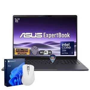 ASUS ExpertBook Business Laptop, 16" FHD+, Intel Core Ultra 7 255H, 16GB DDR5 RAM, 512GB SSD, Wi-Fi 6, Windows 11 Pro, PCO Bundle-Wireless Mouse, Grey ASUS ExpertBook Business Laptop, 16" FHD+, Intel Core Ultra 7 255H, 16GB DDR5 RAM, 512GB SSD, Wi-Fi 6, Windows 11 Pro, PCO Bundle-Wireless Mouse, Grey