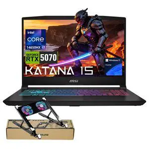 MSI Katana 15 Gaming Laptop, 15.6" QHD 165Hz Display, Intel Core i7-14650HX, NVIDIA GeForce RTX 5070, 16GB DDR5 RAM, 1TB SSD, 4-Zone RGB Backlit, Windows 11 Home, w/PCO Bundle MSI Katana 15 Gaming Laptop, 15.6" QHD 165Hz Display, Intel Core i7-14650HX, NVIDIA GeForce RTX 5070, 16GB DDR5 RAM, 1TB SSD, 4-Zone RGB Backlit, Windows 11 Home, w/PCO Bundle