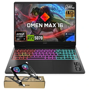 HP Omen MAX 16-ak0047nr Gaming AI Laptop, 16" WQXGA 240Hz, AMD Ryzen AI 7 350, NVIDIA GeForce RTX 5070, 16GB DDR5 RAM, 1TB SSD, Wi-Fi 7, Windows 11 Home, RGB Backlit KB, Black with PCO Cooler HP Omen MAX 16-ak0047nr Gaming AI Laptop, 16" WQXGA 240Hz, AMD Ryzen AI 7 350, NVIDIA GeForce RTX 5070, 16GB DDR5 RAM, 1TB SSD, Wi-Fi 7, Windows 11 Home, RGB Backlit KB, Black with PCO Cooler
