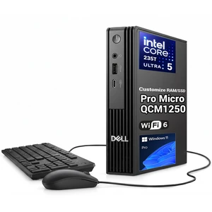 Dell Pro Micro QCM1250 Business Mini Desktop, Intel Core Ultra 5 235T, 8GB DDR5 RAM, 256GB SSD, Wi-Fi 6, Windows 11 Pro, Black Dell Pro Micro QCM1250 Business Mini Desktop, Intel Core Ultra 5 235T, 8GB DDR5 RAM, 256GB SSD, Wi-Fi 6, Windows 11 Pro, Black