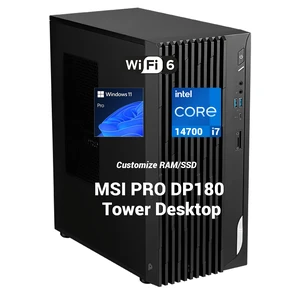 MSI PRO DP180 Business Tower Desktop, Intel Core i7-14700, 16GB DDR5 UDIMM, 512GB PCIe M.2 SSD, Wi-Fi 6, Windows 11 Pro, Black MSI PRO DP180 Business Tower Desktop, Intel Core i7-14700, 16GB DDR5 UDIMM, 512GB PCIe M.2 SSD, Wi-Fi 6, Windows 11 Pro, Black