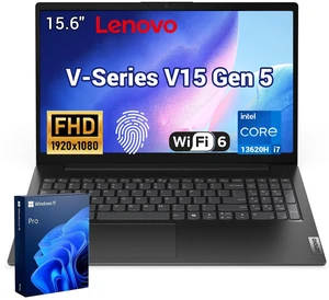 Lenovo V15 Gen 5 Business Laptop, 15.6" FHD Display, Intel Core i7-13620H, 16GB DDR5 RAM, 512GB PCIe SSD, Wi-Fi 6, Windows 11 Pro, Black Lenovo V15 Gen 5 Business Laptop, 15.6" FHD Display, Intel Core i7-13620H, 16GB DDR5 RAM, 512GB PCIe SSD, Wi-Fi 6, Windows 11 Pro, Black