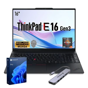 Lenovo ThinkPad E16 Business Laptop, 16" FHD+ Display, AMD Ryzen 7 250, 64GB DDR5 RAM, 1TB PCIe SSD, Backlit KB, FP Reader, Wi-Fi 6, Windows 11 Pro, Black, w/PCO Bundle Lenovo ThinkPad E16 Business Laptop, 16" FHD+ Display, AMD Ryzen 7 250, 64GB DDR5 RAM, 1TB PCIe SSD, Backlit KB, FP Reader, Wi-Fi 6, Windows 11 Pro, Black, w/PCO Bundle