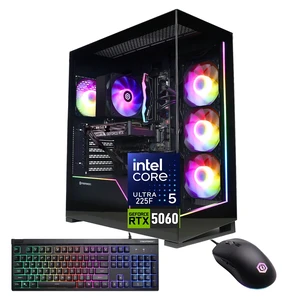 CyberPowerPC Gamer Xtreme Gaming Tower Desktop, Intel Core Ultra 5 225F, NVIDIA GeForce RTX 5060, 32GB DDR5 UDIMM, 4TB SSD, Wi-Fi 6, Windows 11 Home, Black, RGB Wired Keyboard & Wired Mouse CyberPowerPC Gamer Xtreme Gaming Tower Desktop, Intel Core Ultra 5 225F, NVIDIA GeForce RTX 5060, 32GB DDR5 UDIMM, 4TB SSD, Wi-Fi 6, Windows 11 Home, Black, RGB Wired Keyboard & Wired Mouse